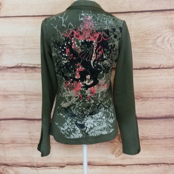 Green Art-detailed Jacket - Picture 6 of 10